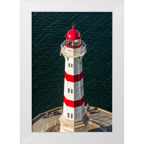 Sweden-Scania-Malmo-Inre Hamnen inner harbor-lighthouse-high angle view White Modern Wood Framed Art Print by Bibikow, Walter