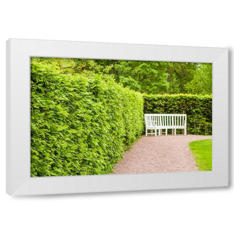 Sweden-Scania-Molle-Krapperups Slott castle-ancient home of the Gyllenstierna family-public garden  White Modern Wood Framed Art Print by Bibikow, Walter