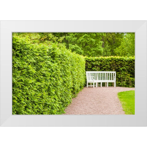 Sweden-Scania-Molle-Krapperups Slott castle-ancient home of the Gyllenstierna family-public garden  White Modern Wood Framed Art Print by Bibikow, Walter