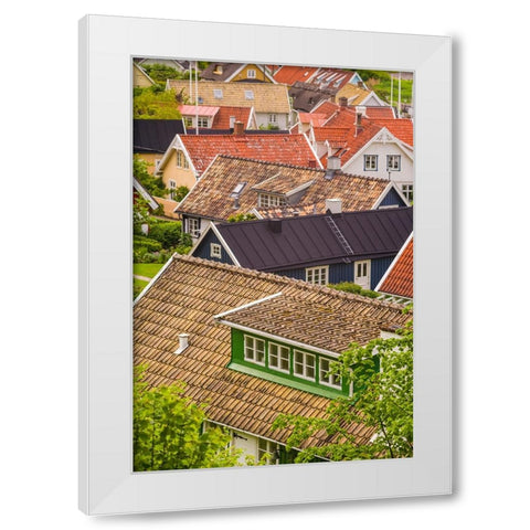 Sweden-Scania-Arild-high angle village view White Modern Wood Framed Art Print by Bibikow, Walter