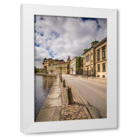 Sweden-Vastragotland and Bohuslan-Gothenburg-Stora Nygatan street White Modern Wood Framed Art Print by Bibikow, Walter
