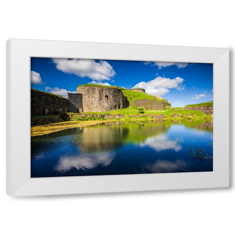 Sweden-Bohuslan-Kungalv-14th century medieval fortress-Bohus Fastning White Modern Wood Framed Art Print by Bibikow, Walter