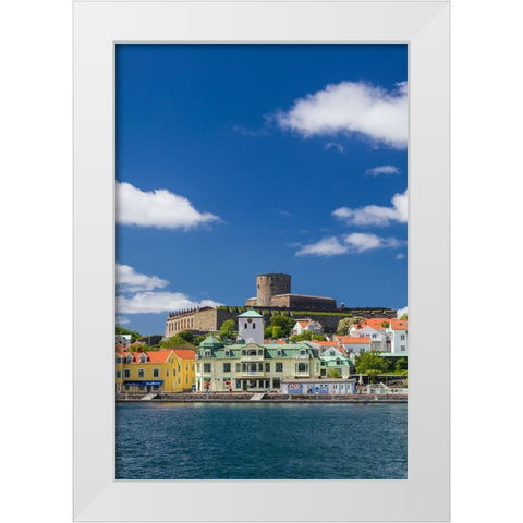 Sweden-Bohuslan-Marstrand-island town view with the 17th century Carlsten fortress White Modern Wood Framed Art Print by Bibikow, Walter