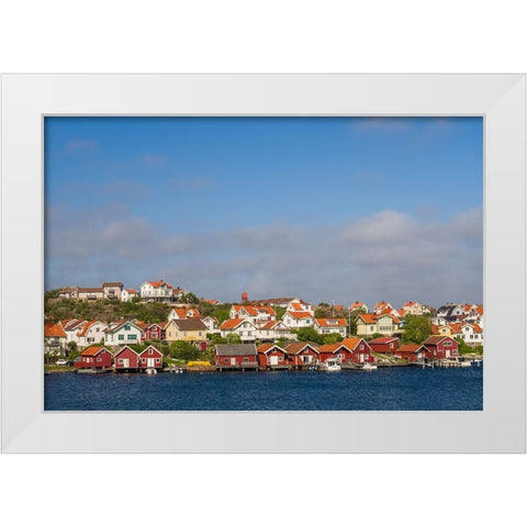 Sweden-Bohuslan-Hovenaset-coastal village view White Modern Wood Framed Art Print by Bibikow, Walter