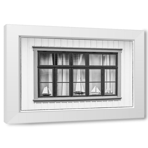 Sweden-Bohuslan-Fjallbacka-village house detail White Modern Wood Framed Art Print by Bibikow, Walter