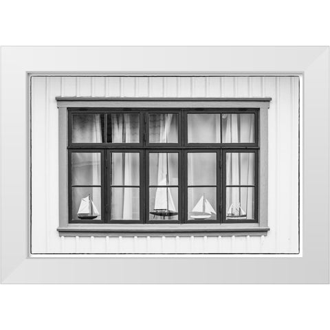 Sweden-Bohuslan-Fjallbacka-village house detail White Modern Wood Framed Art Print by Bibikow, Walter