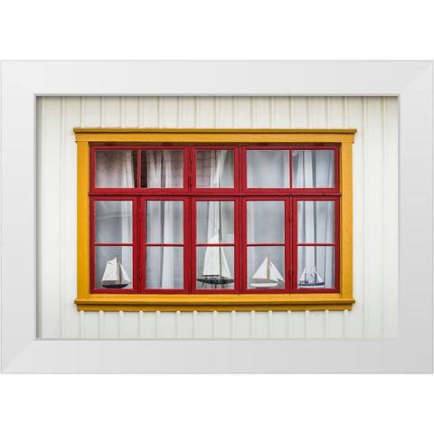 Sweden-Bohuslan-Fjallbacka-village house detail White Modern Wood Framed Art Print by Bibikow, Walter