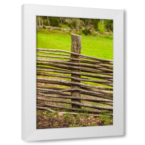 Sweden-Bohuslan-Tanumshede-traditional architecture-wood fence White Modern Wood Framed Art Print by Bibikow, Walter