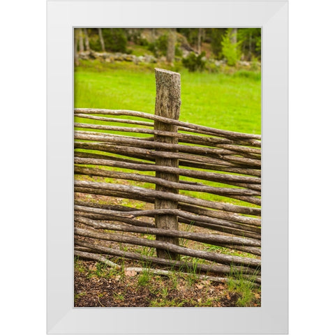 Sweden-Bohuslan-Tanumshede-traditional architecture-wood fence White Modern Wood Framed Art Print by Bibikow, Walter