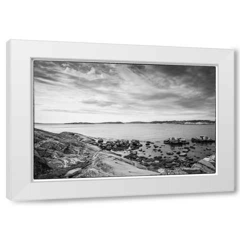 Sweden-Bohuslan-Salto Island-rocky cove seascape White Modern Wood Framed Art Print by Bibikow, Walter