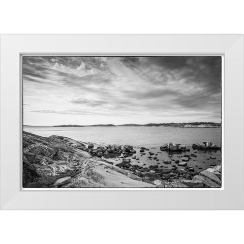 Sweden-Bohuslan-Salto Island-rocky cove seascape White Modern Wood Framed Art Print by Bibikow, Walter