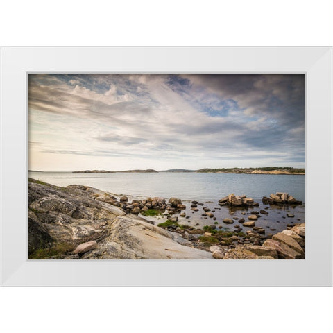 Sweden-Bohuslan-Salto Island-rocky cove seascape White Modern Wood Framed Art Print by Bibikow, Walter