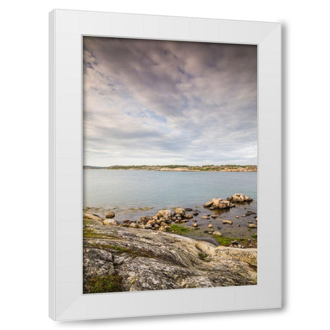 Sweden-Bohuslan-Salto Island-rocky cove seascape White Modern Wood Framed Art Print by Bibikow, Walter