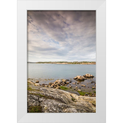 Sweden-Bohuslan-Salto Island-rocky cove seascape White Modern Wood Framed Art Print by Bibikow, Walter