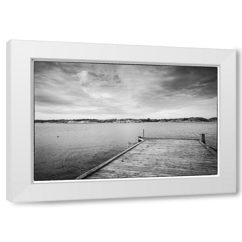 Sweden-Bohuslan-Salto Island-pier White Modern Wood Framed Art Print by Bibikow, Walter