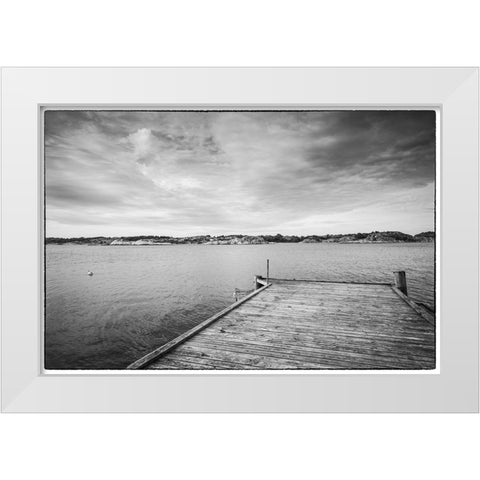 Sweden-Bohuslan-Salto Island-pier White Modern Wood Framed Art Print by Bibikow, Walter