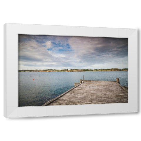 Sweden-Bohuslan-Salto Island-pier White Modern Wood Framed Art Print by Bibikow, Walter