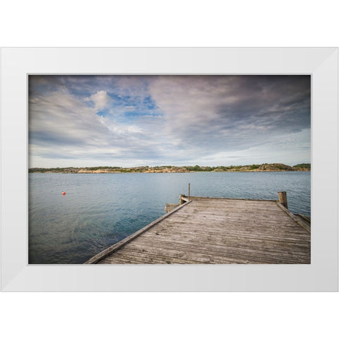 Sweden-Bohuslan-Salto Island-pier White Modern Wood Framed Art Print by Bibikow, Walter