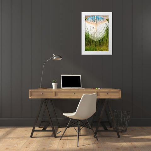 Sweden-Bohuslan-Tjarno Island-Tjarno-small boat White Modern Wood Framed Art Print by Bibikow, Walter