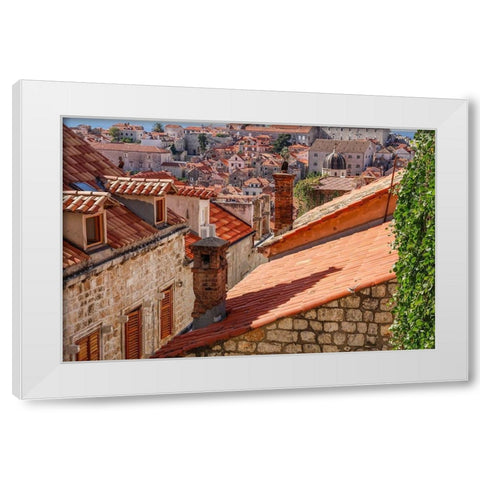 Croatia Dalmatia Dubrovnik Red terra cotta roof tiles in the old town of Dubrovnik White Modern Wood Framed Art Print by Wilson, Emily