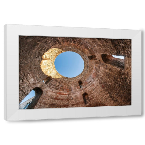 Split-Croatia-Looking upward inside Diocletians Palaces peristyle White Modern Wood Framed Art Print by Haseltine, Tom