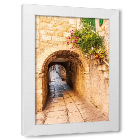 Split-Southeastern Tip of Croatia-Dalmatian Coast-Adriatic Sea-Croatia-Eastern Europe-Archway over  White Modern Wood Framed Art Print by Haseltine, Tom