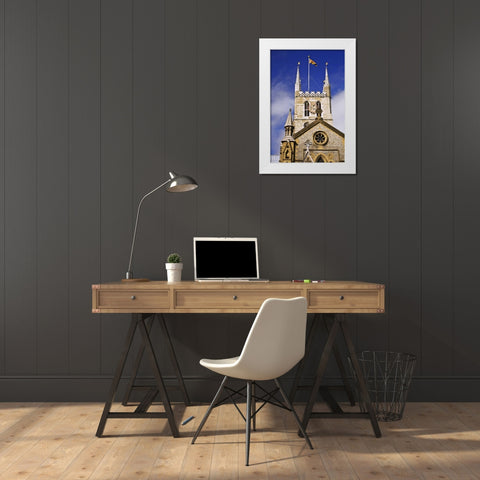 Great Britain, London Southwark Cathedral White Modern Wood Framed Art Print by Flaherty, Dennis