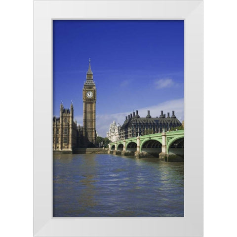 Great Britain, London cityscape of downtown White Modern Wood Framed Art Print by Flaherty, Dennis