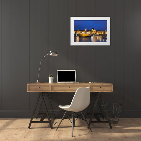 England, London National Gallery at twilight White Modern Wood Framed Art Print by Kirkland, Dennis