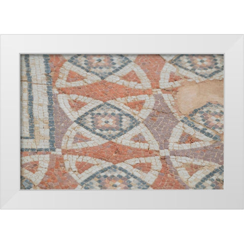 Cyprus-Roman archaeological site of Kourion Detail of ancient mosaic floor White Modern Wood Framed Art Print by Hopkins, Cindy Miller