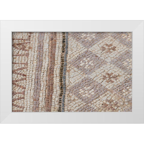 Cyprus-archaeological site of Kourion Detail of ancient mosaic floor White Modern Wood Framed Art Print by Hopkins, Cindy Miller