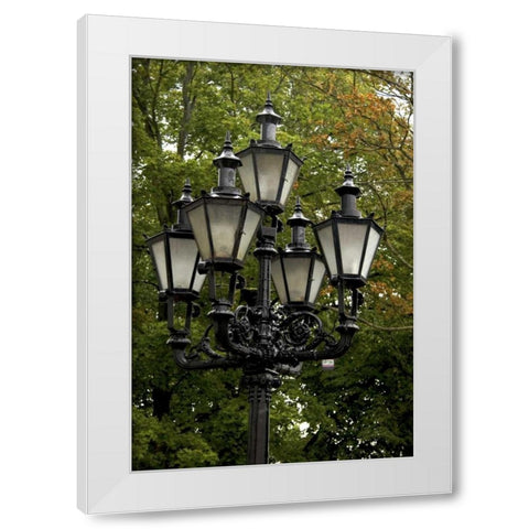 Estonia, Tallinn Street lamp detail White Modern Wood Framed Art Print by Ross, Nancy ,  Steve