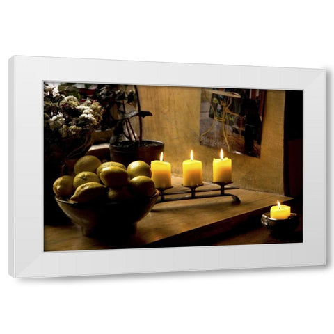 Estonia, Tallinn Still life inside coffee shop White Modern Wood Framed Art Print by Ross, Nancy ,  Steve