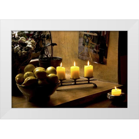 Estonia, Tallinn Still life inside coffee shop White Modern Wood Framed Art Print by Ross, Nancy ,  Steve