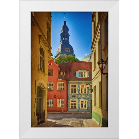 Estonia, Tallinn A street in the old town White Modern Wood Framed Art Print by Zuckerman, Jim