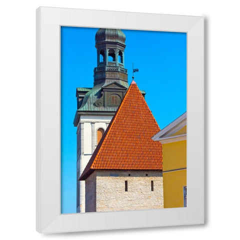 St-Marys Cathedral spire and Maiden Tower in the old town-Tallinn-Estonia White Modern Wood Framed Art Print by Su, Keren