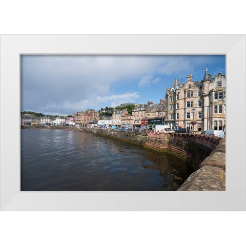 Scotland The waterfront of Oban White Modern Wood Framed Art Print by Tharp, Brenda