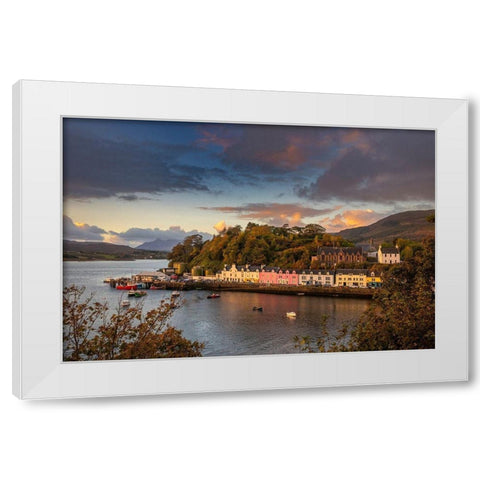 Portree Harbor Portree is the Capital town on the Isle of Skye-Scotland White Modern Wood Framed Art Print by Norring, Tom