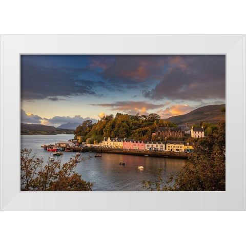 Portree Harbor Portree is the Capital town on the Isle of Skye-Scotland White Modern Wood Framed Art Print by Norring, Tom