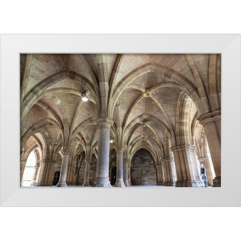 Old Cloisters Glasgow University-Scotland White Modern Wood Framed Art Print by Norring, Tom