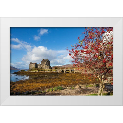 Eilean Donan Castle Isle of Skye-Scotland White Modern Wood Framed Art Print by Norring, Tom
