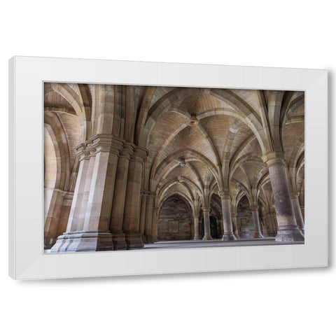 Old Cloisters Glasgow University-Scotland White Modern Wood Framed Art Print by Norring, Tom