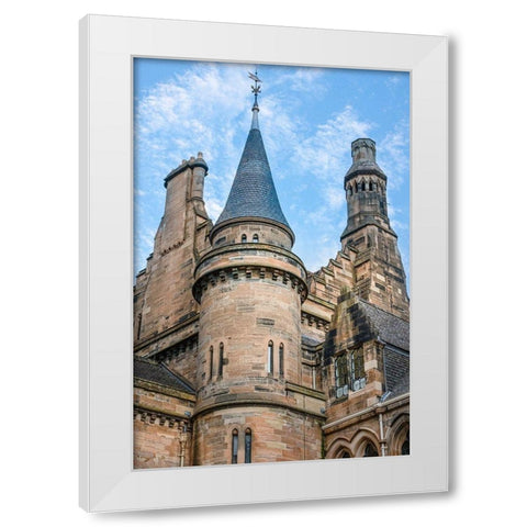 Eastern Section of Main Building Glasgow University-Scotland White Modern Wood Framed Art Print by Norring, Tom