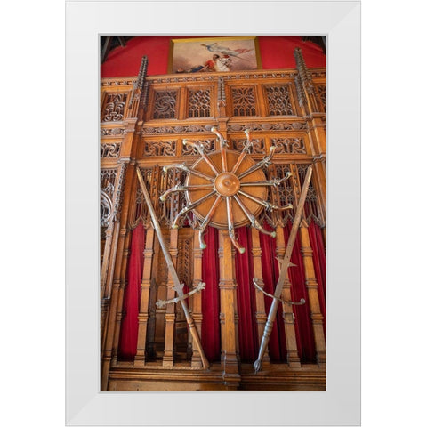 Sword and pistols Edinburgh Castle-Scotland White Modern Wood Framed Art Print by Norring, Tom