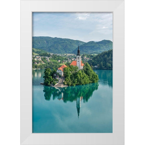 Slovenia-Bled Bled Island White Modern Wood Framed Art Print by Tilley, Rob