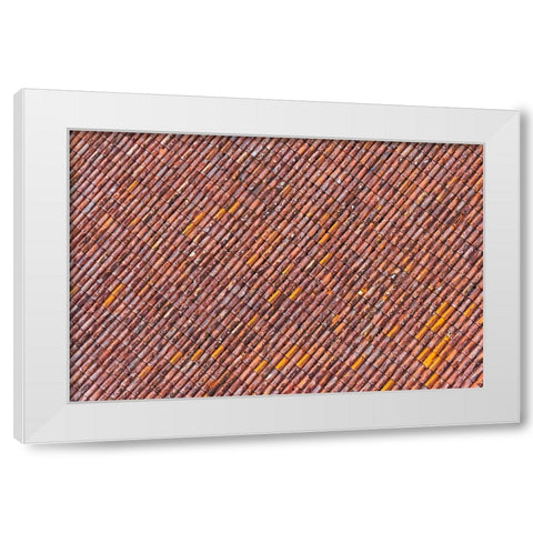 Red tile roof of Turaida Castle-Turaida-Latvia White Modern Wood Framed Art Print by Su, Keren