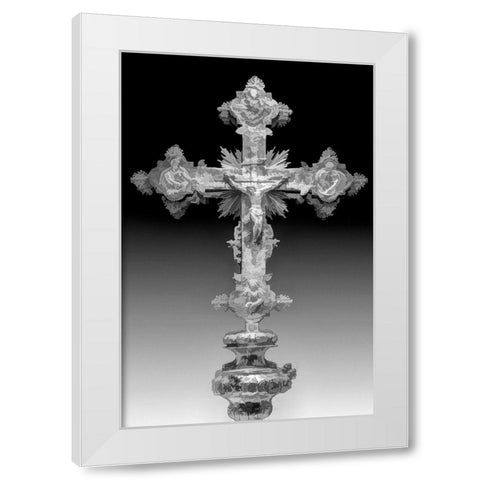 Montenegro-Kotor Abstract of decorated orthodox Christian cross White Modern Wood Framed Art Print by Jaynes Gallery