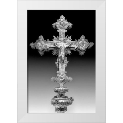 Montenegro-Kotor Abstract of decorated orthodox Christian cross White Modern Wood Framed Art Print by Jaynes Gallery