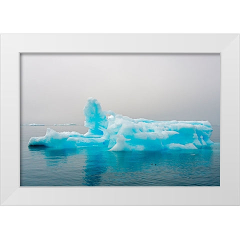 Blue iceberg in the fjord of Narsarsuaq-Greenland White Modern Wood Framed Art Print by Su, Keren