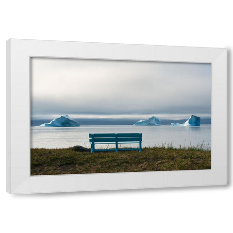 Floating iceberg in the fjord-Qeqertarsuaq-Greenland White Modern Wood Framed Art Print by Su, Keren